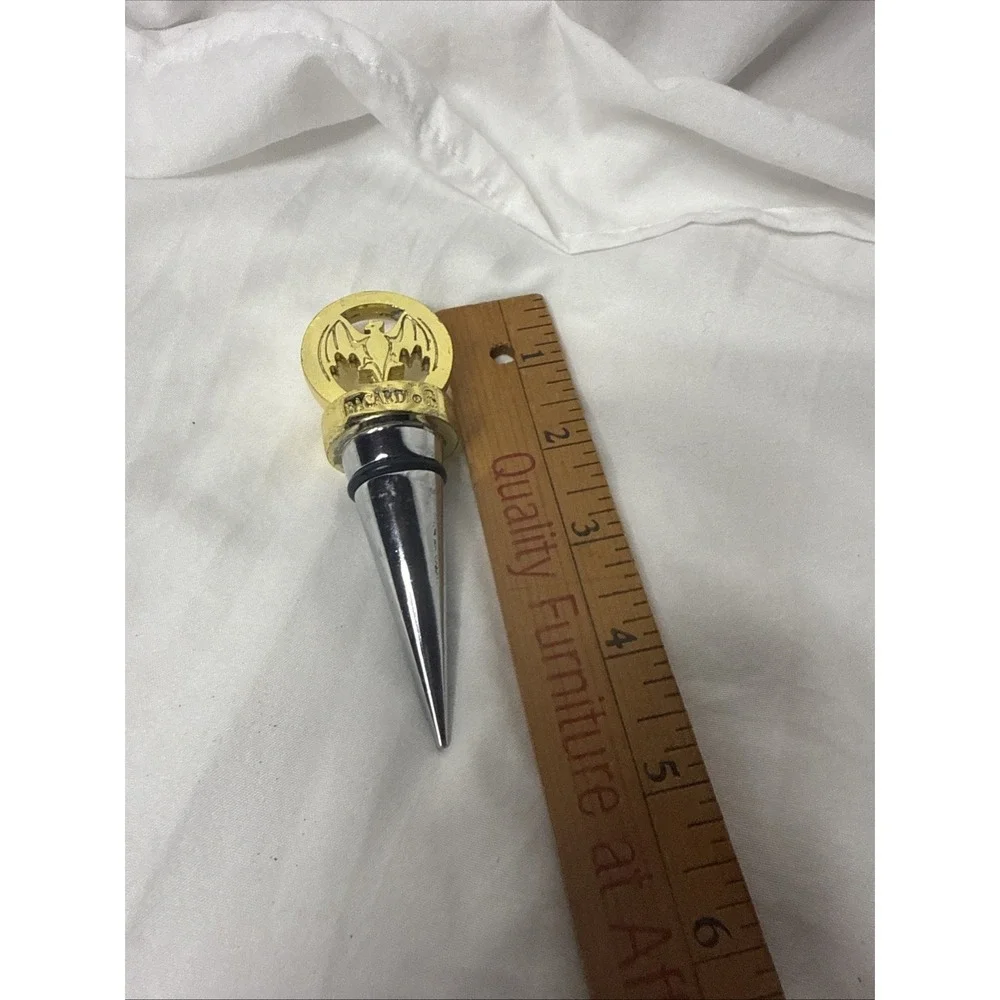 Bacardi 8 Chrome Bottle Cork Stopper With Wooden Bat Logo
